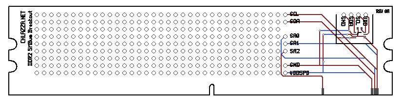 Image of DDR2 DIMM SMBus breakout board schematic and outline.