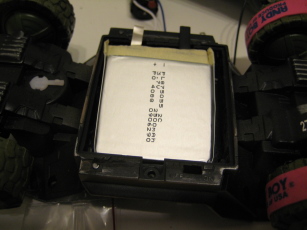 Photo of Warthog battery case with Lithium Polymer cell placed inside.