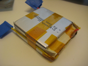 Photo of assembled Lithium Polymer battery pack.