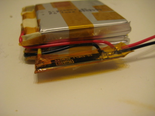 Photo showing detail on tape applied to protection circuit.