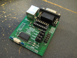 Photo of fully assembled adapter, sans MAX3232 chip.