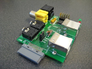 Photo of an assembled Ultradock board, from corner.